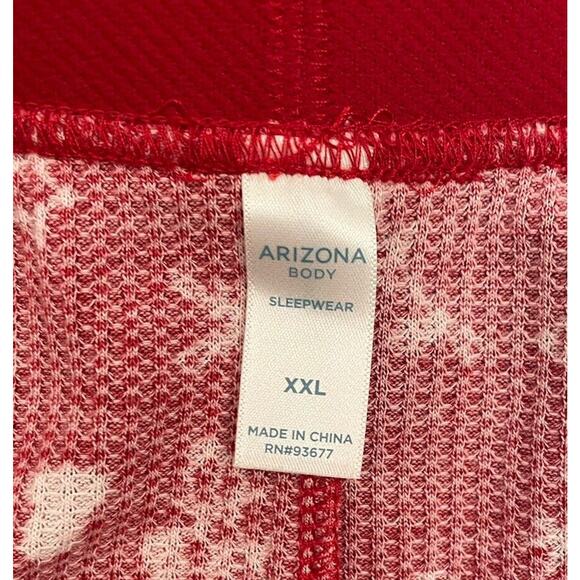 Arizona Body Juniors Waffle Long Sleeve 2pc. Shorts Pajama Set Red Heart XXL NWT - Picture 5 of 10